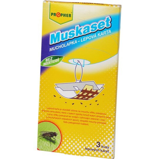 Muškaset - lepová karta 10x20 cm na mouchy vířilky