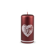Svíčka Beautiful Heart Pillar 70x150 mm - červená metalíza Svíčka Beautiful Heart Pillar 70x150 mm - červená metalíza