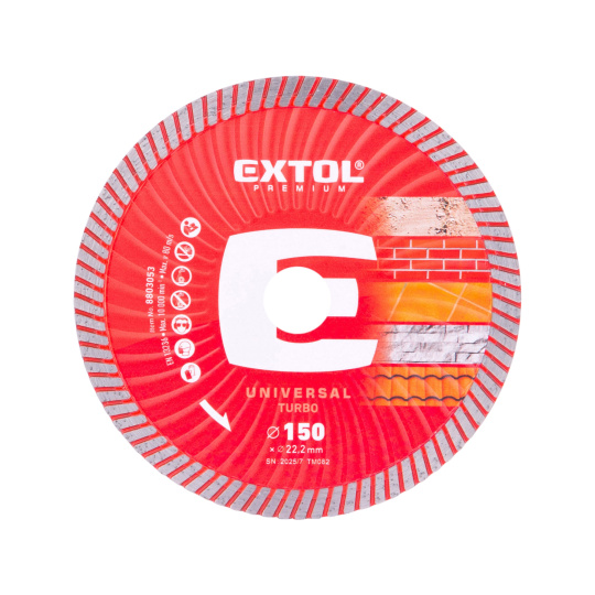 kotouč diamantový řezný, turbo - suché i mokré řezání, O 150x22,2x2,4mm