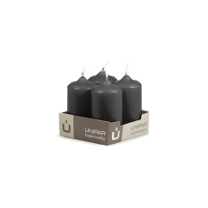 Svíčka adventní -  MAT N06 Cylinder 40x80 mm - 4 ks tmavě šedá
