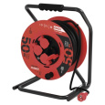 Venkovní prodlužovací kabel na bubnu 50 m / 4 zásuvky / černý / guma / 230 V / 2,5 mm2 