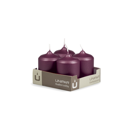 Svíčka adventní -  METAL M59 Cylinder 50x70 mm -  4 ks fialová