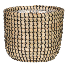 Košík z mořské trávy 513 černá 17 - s fóliovou vložkou