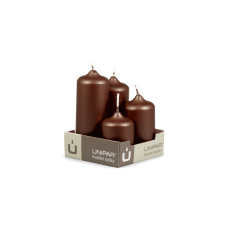 Svíčka adventní - METAL M50 Cylinder Cascada - 4 ks hnědá Svíčka adventní - METAL M50 Cylinder Cascada - 4 ks hnědá