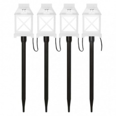 LED dekorace – zapichovací lucerny bílé, venkovní i vnitřní, studená bílá