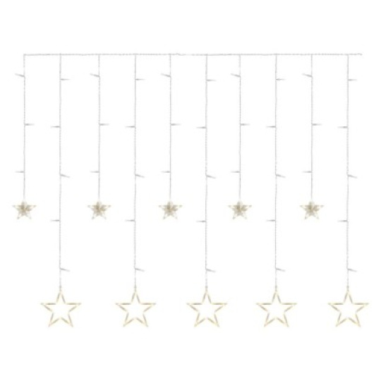 LED vánoční závěs – hvězdy, 185x105 cm, vnitřní, teplá bílá