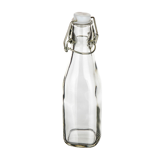 Láhev s pákovým uzávěrem 240 ml hranatá skleněná Yara