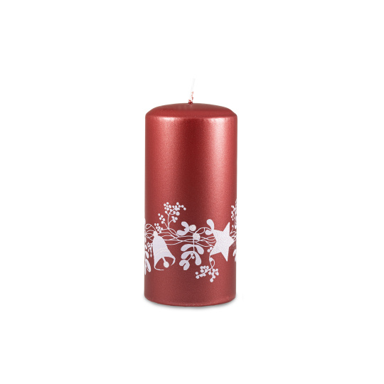 Svíčka vánoční Festive Flare Pillar 70 x 150 mm - červená metalíza