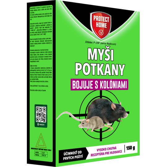 SK Rodic Difetec P-29F - rodenticid proti myším, potkanům a krysám 150 g 