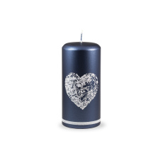 Svíčka Beautiful Heart Pillar 70x150 mm - modrá metalíza Svíčka Beautiful Heart Pillar 70x150 mm - modrá metalíza