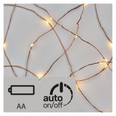 LED vánoční nano řetěz měděný,0,9m, 2× AA, teplá b., časovač LED vánoční nano řetěz měděný,0,9m, 2× AA, teplá b., časovač