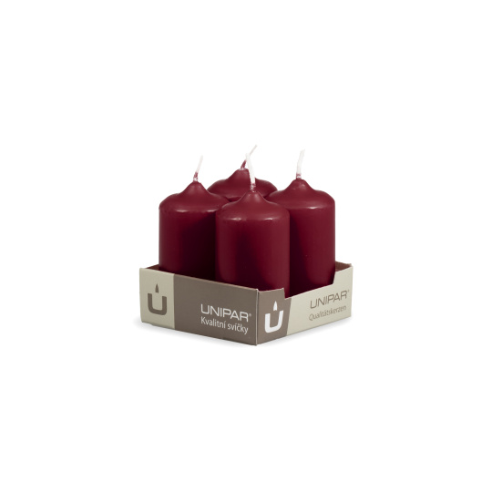 Svíčka adventní -  MAT N38 Cylinder 40x80 mm - 4 ks bordo