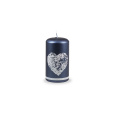 Svíčka Beautiful Heart Pillar 60x110 mm - modrá metalíza