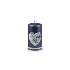 Svíčka Beautiful Heart Pillar 60x110 mm - modrá metalíza Svíčka Beautiful Heart Pillar 60x110 mm - modrá metalíza