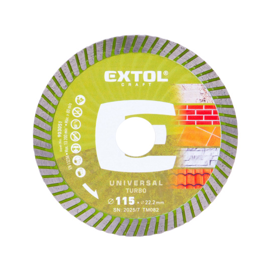 kotouč diamantový řezný, turbo - suché i mokré řezání, O 115x22,2x2mm