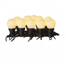 LED světelný řetěz – 10x párty žárovky mléčné, 5 m, venkovní i vnitřní, teplá bílá LED světelný řetěz – 10x párty žárovky mléčné, 5 m, venkovní i vnitřní, teplá bílá