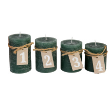 Svíčka adventní schody 60x70/80/90/100 mm rustik - zelená (4ks) Svíčka adventní schody 60x70/80/90/100 mm rustik - zelená (4ks)