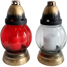 Svíčka sklo lampa koule - 60 g mix bílá/červená