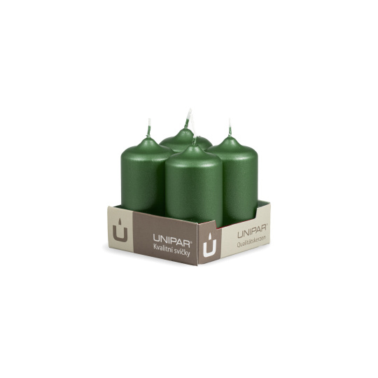 Svíčka adventní -  METAL M01 Cylinder 40x80 mm -  4 ks zelená