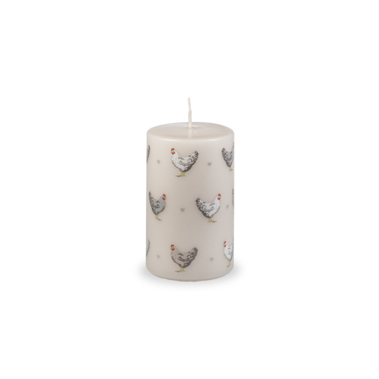 Svíčka velikonoční Cute Hens Pillar 60x100 mm - béžová