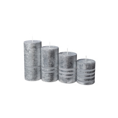 Svíčka adventní schody 50x70/90/110/130 mm - stříbrná (4ks) rustik Svíčka adventní schody 50x70/90/110/130 mm - stříbrná (4ks) rustik