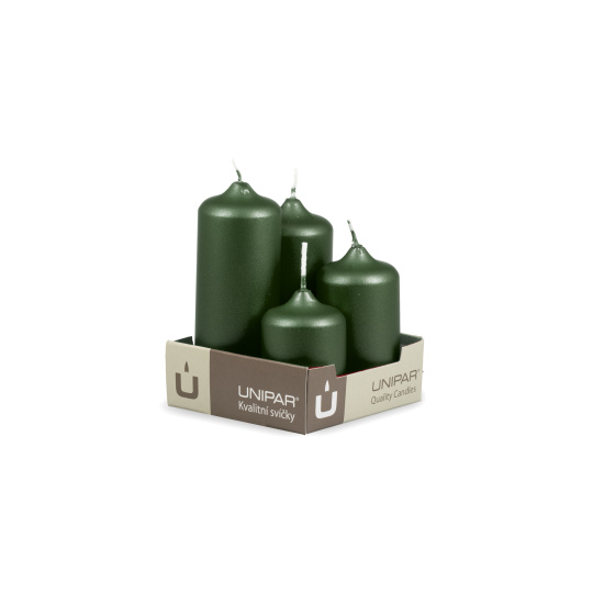 Svíčka adventní -  METAL M01 Cylinder Cascada -  4 ks zelená