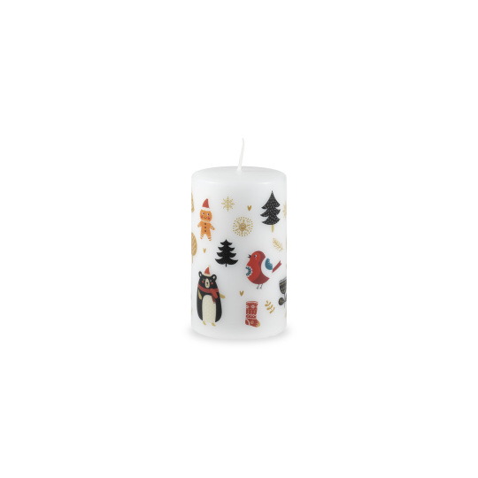 Svíčka vánoční Cute Xmas Pillar 60x100 mm- bílá