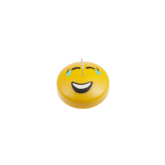 Svíčka Smiley Laugh 45x20 mm - žlutá