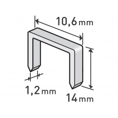 spony, balení 1000ks, 14mm, 10,6x0,52x1,2mm